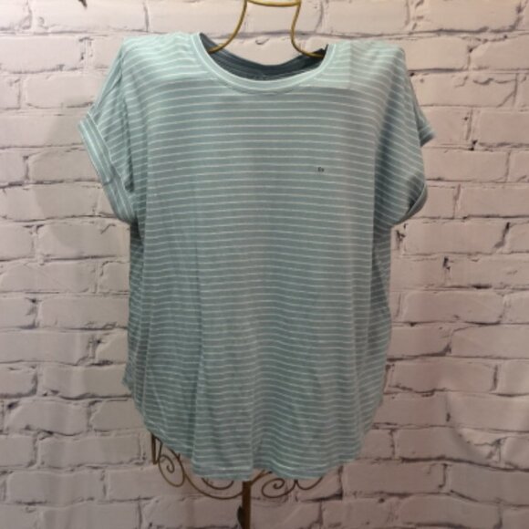 Maurice's Short Sleeve Green & White Striped Top, NWT - Picture 1 of 4